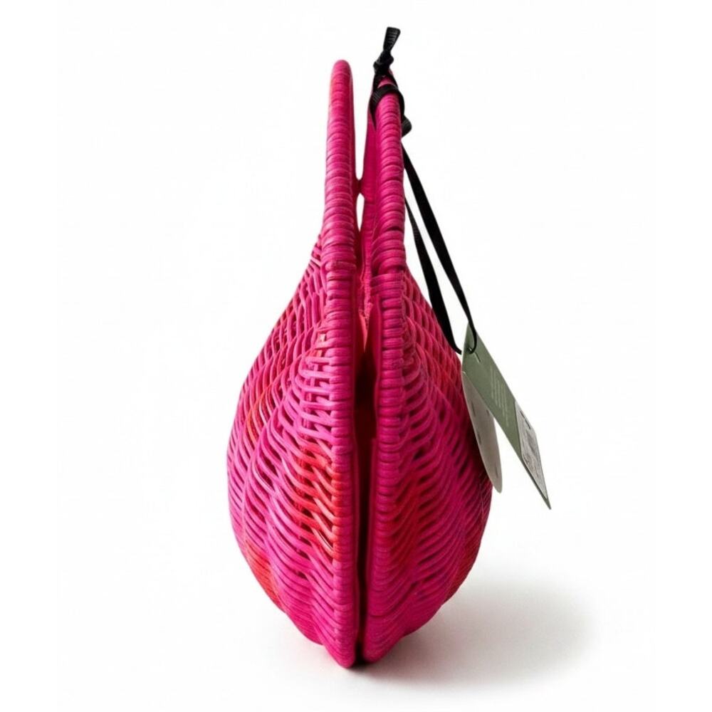 Kate Spade New York x Target NWT Pink Red Polka Dot Woven Straw Crescent Bag - Picture 3 of 6